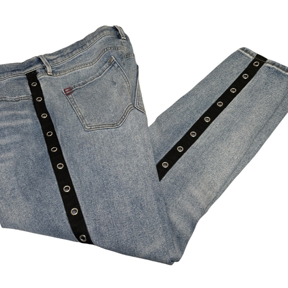 BDG Women's Light Blue Jeans with Black  Grommet Details - Picture 3 of 13